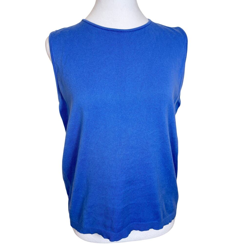 Vintage 90's J Crew 100% Cotton Shell Tank Top Cornflower Blue Medium